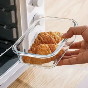 Glass Food Storage Container Set with Microwave-Safe Lock Lids for Kitchen and Camping