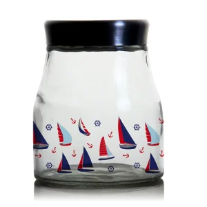 Glass Food Storage Container with Color Printing for Pasta, Coffee, Candy, Pet Treats, and Snacks