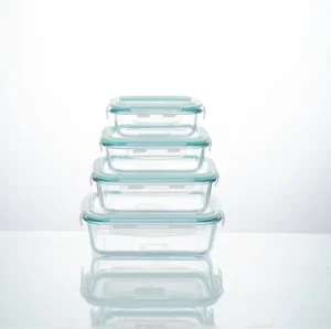 Glass Food Storage Containers with Lids Glass Meal Prep Containers Airtight Glass Bento Boxes