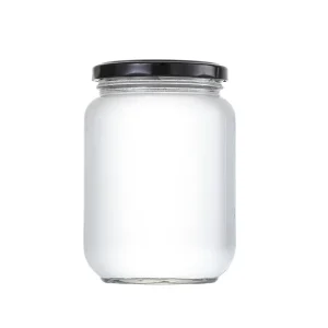 Glass Food Storage Jar for Jam, Honey, and Hot Sauce with Metal Screw Lid
