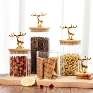 Glass Food Storage Jar with Lid for Sugar, Candy, and Honey