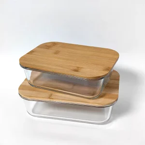 Glass Food Storage and Lunch Containers with Bamboo Lids, Oven and Freezer Safe