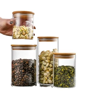 Glass Food Storage and Spice Jars with Bamboo Lids