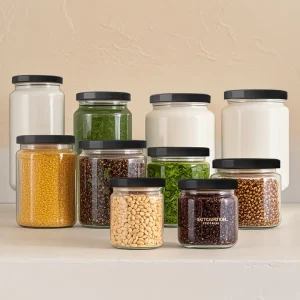 Glass Jam Honey Packaging 100ml 150ml 195ml 240ml 350ml 500ml 1L Hot Sauce Bottles with Metal Screw Lids Glass Food Jar