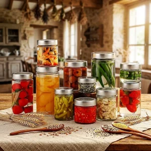 Glass Jar Containers with Metal Lid, Wide Mouth, Leak-Proof, BPA-Free, 16oz 9oz 6oz 8oz 4oz 12oz, Straight-Sided