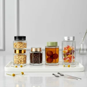 Glass Jar with Airtight Lid for Grains, Spices, and Herbs, 50ml-360ml