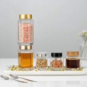 Glass Jars 50ml 180ml 360ml with Lids for Candy Nuts and Cookie Storage