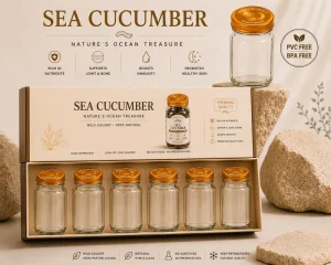 Glass Jars 55ml 75ml 120ml with Gift Boxes, PT Caps, Press-On Twist-Off Lids, and BPA PVC-Free Packaging for Sea Cucumber and Bird’s Nest