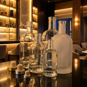 Glass Liquor Bottles 500ml 700ml for Whisky and Vodka with Cork Stoppers