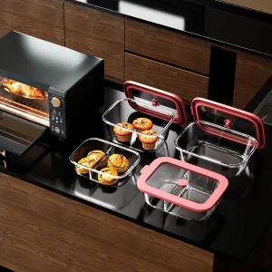 Glass Lunch Box with Silicone Lid, Airtight and Microwave-Safe, for Food Storage and Meal Prep