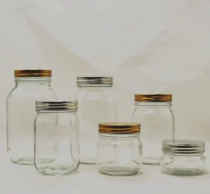 Glass Mason Canning Jar with Silver or Gold Tin Lid