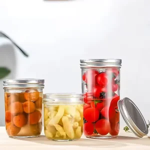 Glass Mason Jar 8oz 240ml Clear Wide Mouth Food Storage Jar for Canning with Lid