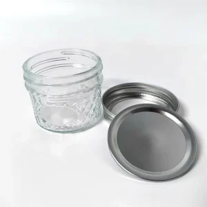 Glass Mason Jar for Caviar, Jam, Yogurt, Honey and Sauces with Aluminum Cap