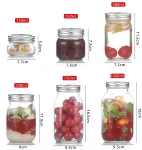 Glass Mason Jar with Split Cover Storage Screw Lid for Kitchen Food Storage, 150ml to 1000ml