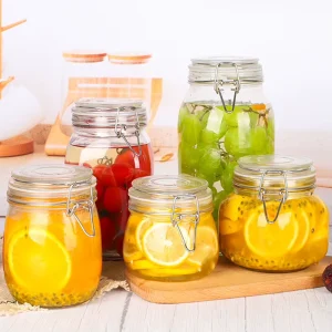Glass Mason Jars 500ML 2000ML Canning Crown Cap Eco friendly Recyclable Food Storage Tequila Overnight Oats