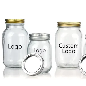 Glass Mason Jars 8 oz 16 oz 32 oz with Metal Screw Cap, Food Grade