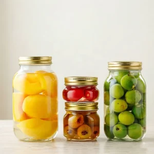 Glass Mason Jars and Spice Storage Containers with Metal Lids