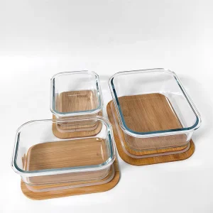 Glass Meal Prep and Bento Containers with Bamboo Lids, Oven and Freezer Safe
