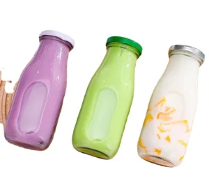 Glass Milk Bottle With Lid Juice Glass Bottles 16oz 330ml 500 ml Bottle Cans Beverage Packaging