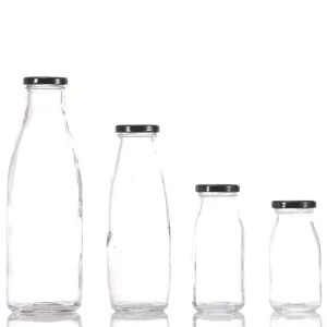 Glass Milk, Juice and Beverage Bottles with Lids, 200ml 250ml 300ml 500ml 1000ml 16oz