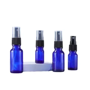 Glass Mist Spray Bottle 50ml 100ml Blue Refillable Cosmetic Atomizer with Plastic Sprayer Pump