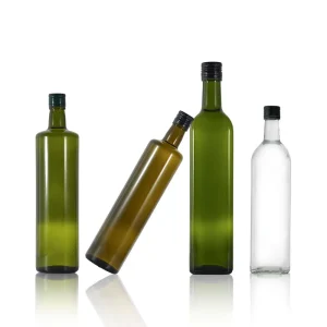 Glass Oil Bottle 250ml 500ml 1000ml Clear Square Cooking Oil for Kitchen Dispenser Glass Bottle With Lid