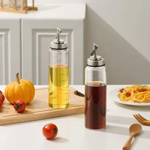Glass Oil Bottle with Automatic Open-Close and Leak-Proof Design for Kitchen Oil and Vinegar
