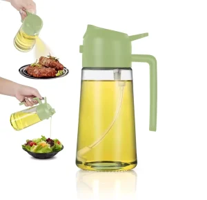 Glass Oil Bottle with Spray and Pour Features for Air Fryer Cooking