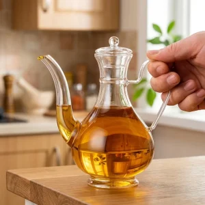 Glass Oil Dispenser Bottle for Kitchen 500ml Borosilicate Heat-Resistant Glass