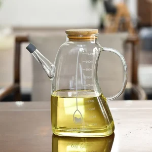 Glass Oil Pot High Temperature Resistant Glass Oil Bottle Glass Oil Dispenser 1000ml Capacity