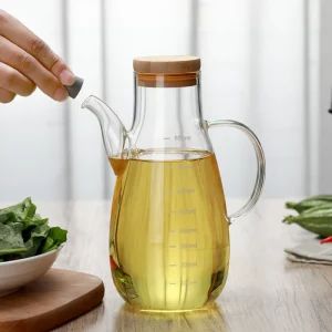 Glass Oil Pot Thick Glass Oil Bottle Heat Resistant Glass Oil Dispenser 500ml Capacity