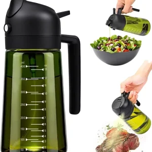 Glass Olive Oil Sprayer with Stickers with Portion Control Wide Opening for Easy Add Oil for Kitchen Gadgets Air Fryer BBQ
