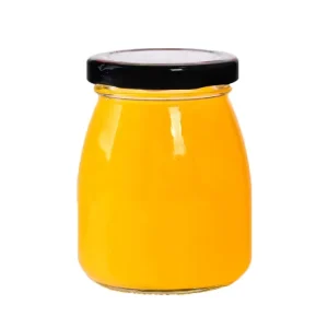 Glass Package Jar of Fruit Jam Pudding Cake Sugar Beverage With Tin Cap