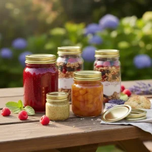 Glass Pickle Bottles with Lids and Rings for Beef Pepper Jam Honey Canning