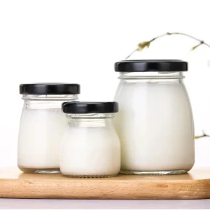 Glass Pudding Bottle 50ml 100ml 150ml 200ml Jam Jelly Container Yogurt Jar with Metal Lids