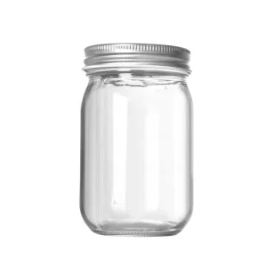 Glass Regular Mouth Mason Jars 16 oz Clear Glass Jars with Silver Metal Lids for Sealing Canning Jars for Food Storage