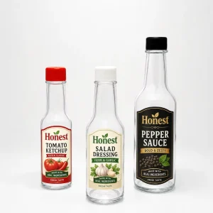 Glass Sauce Bottle 100ml 150ml 250ml Clear Condiment Bottle Custom Label for Ketchup Salad Dressing