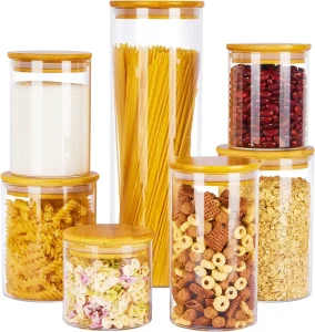 Glass Spice Jar with Bamboo Lid, Food Storage Container
