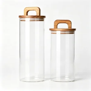 Glass Spice Jar with Solid Black Walnut Wood Lid