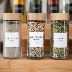 Glass Spice Jars Round Bamboo Lid Jar Spices 3.5oz Empty Herb Seasoning Containers