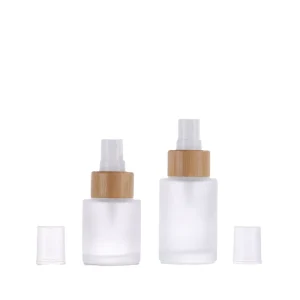 Glass Spray Bottle 20ml 30ml 50ml 60ml 80ml 100ml Eco friendly Glass Lotion Bottle Frosted Glass Bottle With Bamboo Sprayer