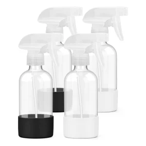 Glass Spray Bottles with Silicone Sleeve Refillable Empty Containers with Adjustable Spray Nozzles Hair Spray Bottles