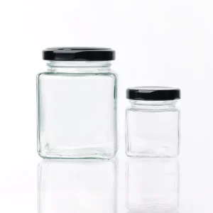 Glass Square Jars Glass Containers With Lids for Wedding Favors Honey Pot