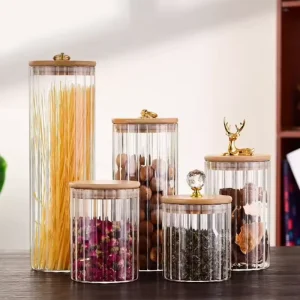 Glass Storage Containers with Lids Clear Food Storage Jar Glass Canister for Pantry Noodles Flour Rice Sugar Tea Coffee Beans