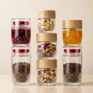 Glass Storage Jar 50 360ml Transparent Screw on Jam Jar Glass Jars with Luxury Design
