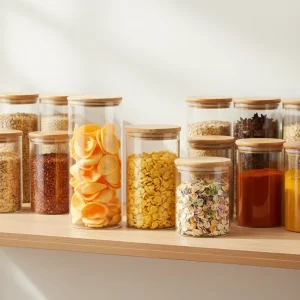 Glass Storage Jar Set with Flip-Top Lids, BPA-Free Eco-Friendly Dry Food Containers for Home Kitchen