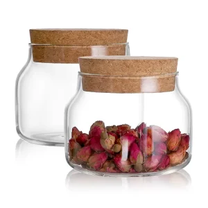 Glass Storage Jar Set with Wooden Lids for Tea Coffee Sugar and Salt