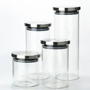 Glass Storage Jar for Food with Metal Lid 300/450/500/600/630/750/1000/1280 ml