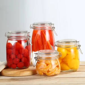 Glass Storage Jar with Clasp Sealing Lid, 500ml 750ml 1000ml