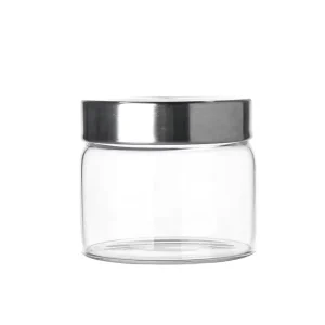 Glass Storage Jar with Stainless Steel Cover 1L 2L Kitchen Canister